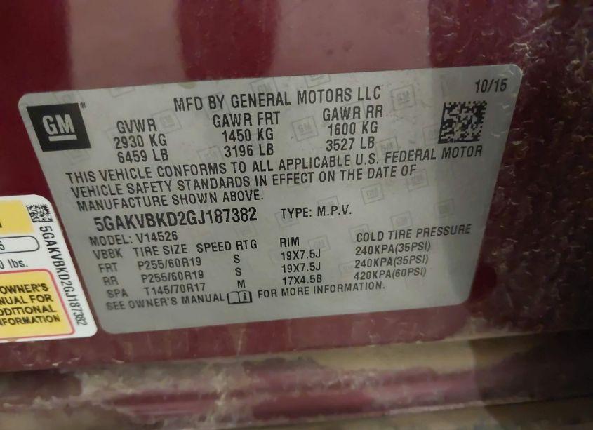 Photo 9 of 2016 Buick Enclave LEATHER (VIN 5GAKVBKD2GJ187382)