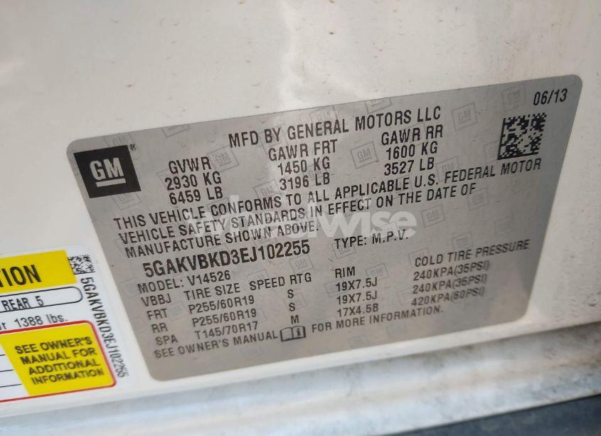 Photo 9 of 2014 Buick Enclave LEATHER (VIN 5GAKVBKD3EJ102255)