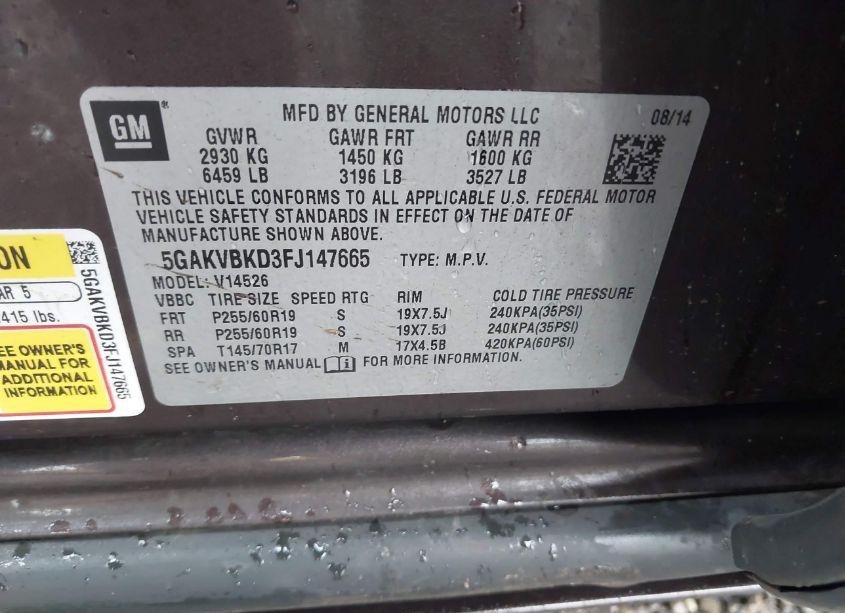 Photo 9 of 2015 Buick Enclave LEATHER (VIN 5GAKVBKD3FJ147665)