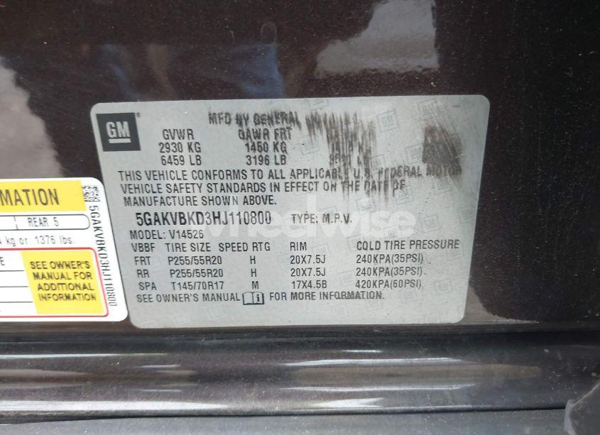 Photo 9 of 2017 Buick Enclave LEATHER (VIN 5GAKVBKD3HJ110800)