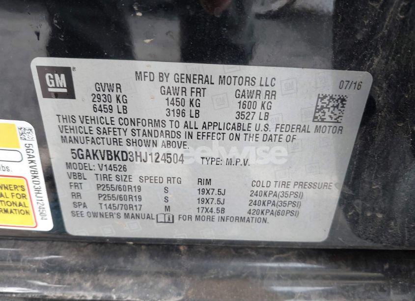 Photo 9 of 2017 Buick Enclave LEATHER (VIN 5GAKVBKD3HJ124504)