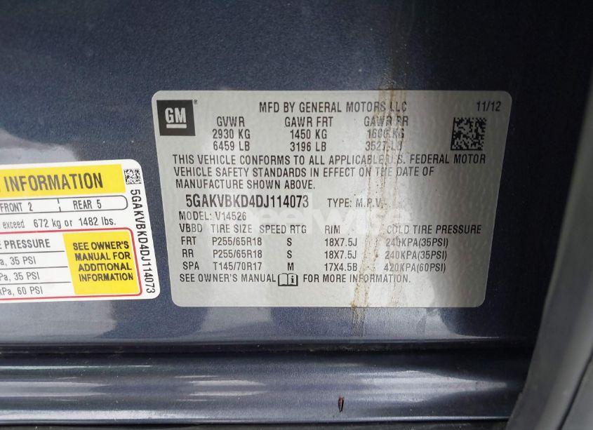 Photo 9 of 2013 Buick Enclave CONVENIENCE (VIN 5GAKVBKD4DJ114073)