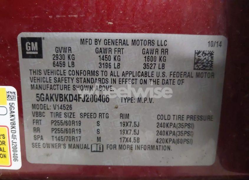 Photo 9 of 2015 Buick Enclave LEATHER (VIN 5GAKVBKD4FJ200406)