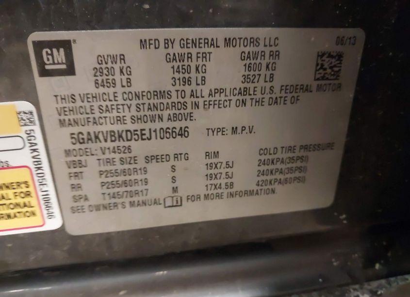 Photo 9 of 2014 Buick Enclave LEATHER (VIN 5GAKVBKD5EJ106646)