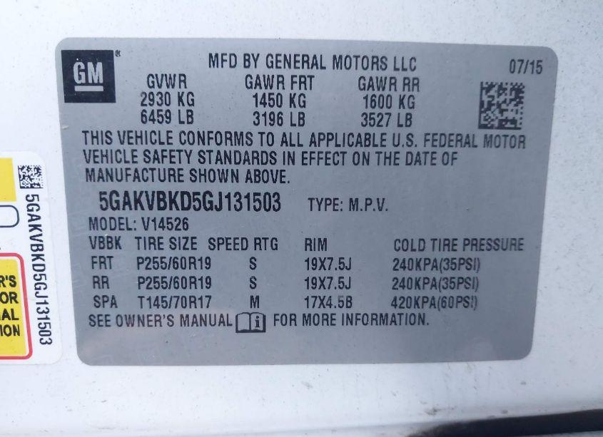 Photo 9 of 2016 Buick Enclave LEATHER (VIN 5GAKVBKD5GJ131503)