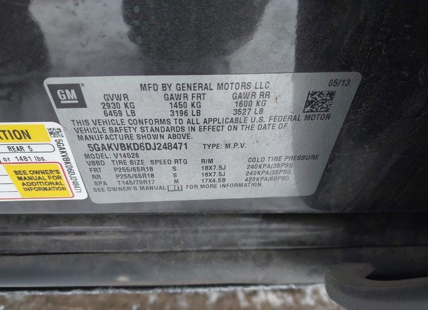 Photo 9 of 2013 Buick Enclave CONVENIENCE (VIN 5GAKVBKD6DJ248471)