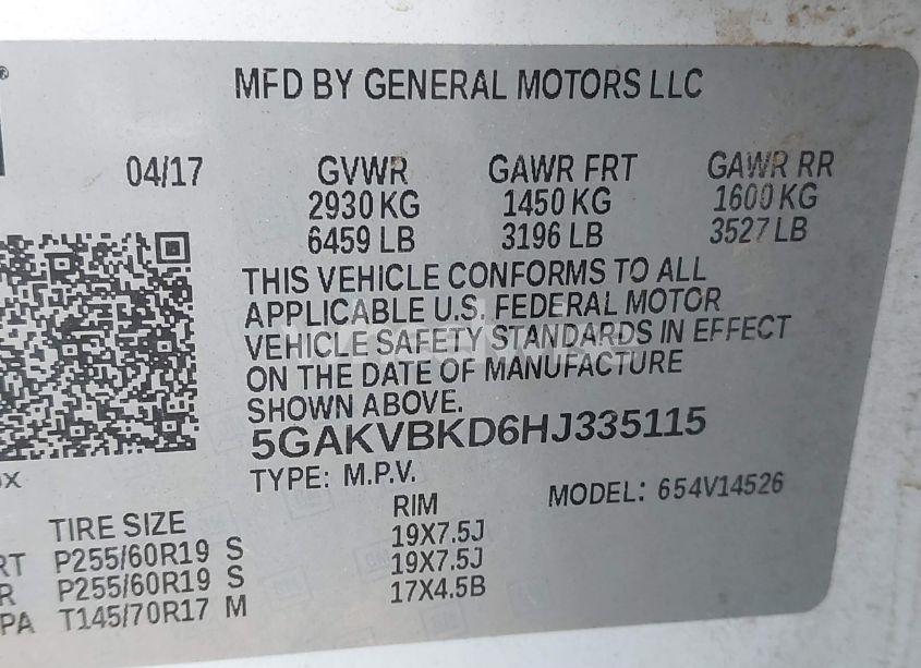 Photo 9 of 2017 Buick Enclave LEATHER (VIN 5GAKVBKD6HJ335115)