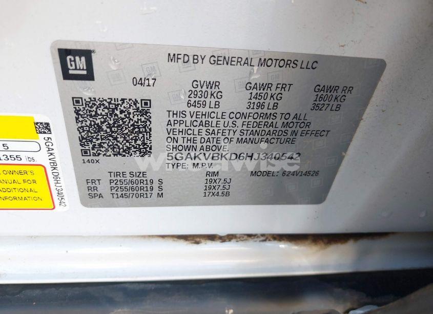 Photo 9 of 2017 Buick Enclave LEATHER (VIN 5GAKVBKD6HJ340542)