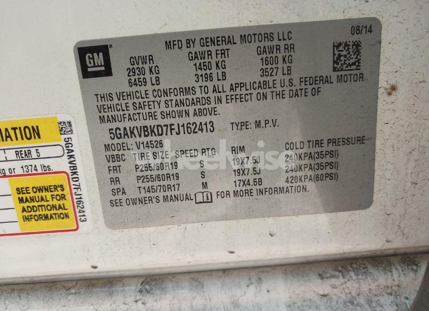 Photo 9 of 2015 Buick Enclave LEATHER (VIN 5GAKVBKD7FJ162413)