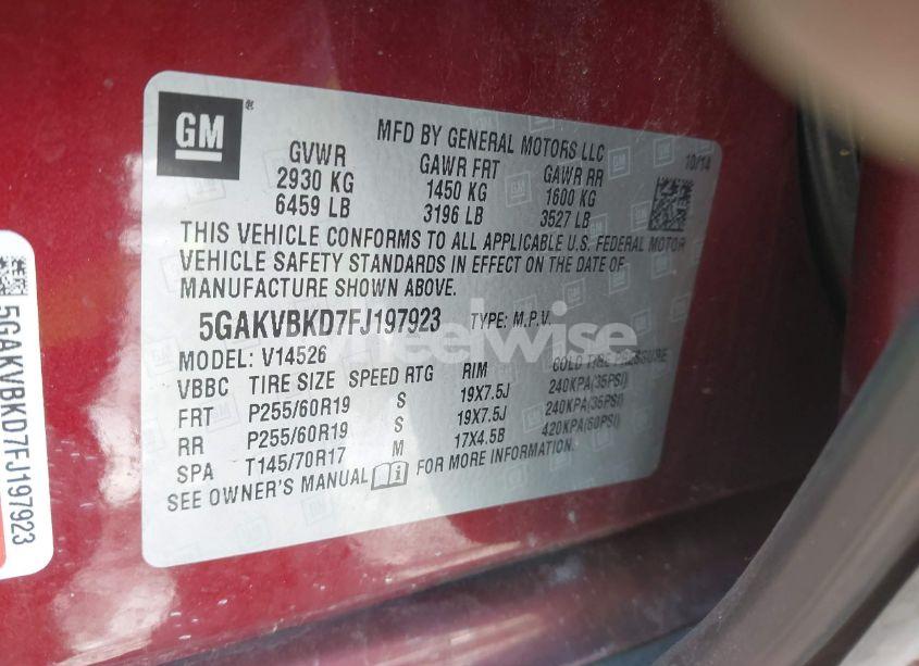 Photo 9 of 2015 Buick Enclave LEATHER (VIN 5GAKVBKD7FJ197923)