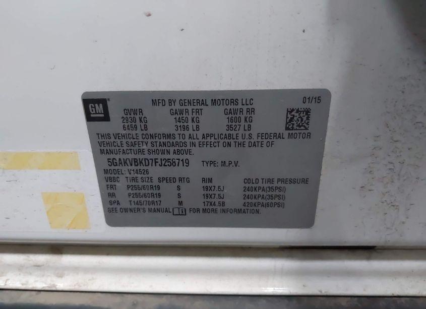 Photo 9 of 2015 Buick Enclave LEATHER (VIN 5GAKVBKD7FJ258719)