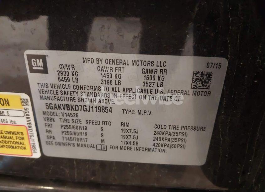 Photo 9 of 2016 Buick Enclave LEATHER (VIN 5GAKVBKD7GJ119854)