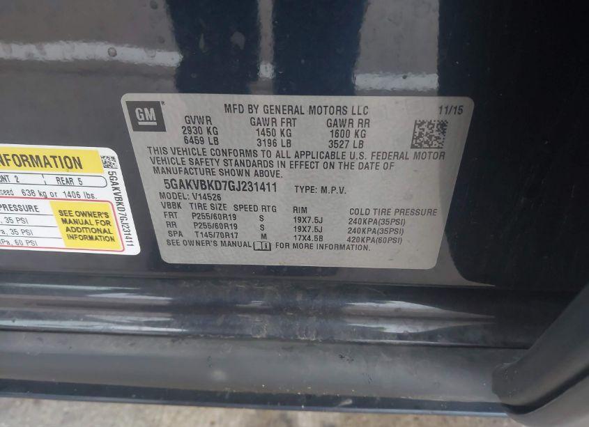 Photo 9 of 2016 Buick Enclave LEATHER (VIN 5GAKVBKD7GJ231411)