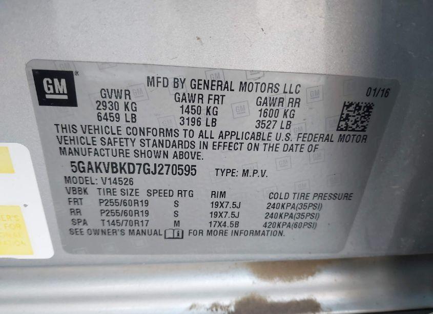 Photo 9 of 2016 Buick Enclave LEATHER (VIN 5GAKVBKD7GJ270595)