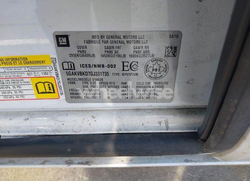 Photo 9 of 2016 Buick Enclave LEATHER (VIN 5GAKVBKD7GJ331735)