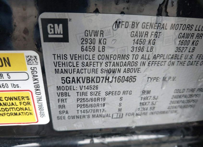 Photo 9 of 2017 Buick Enclave LEATHER (VIN 5GAKVBKD7HJ160485)