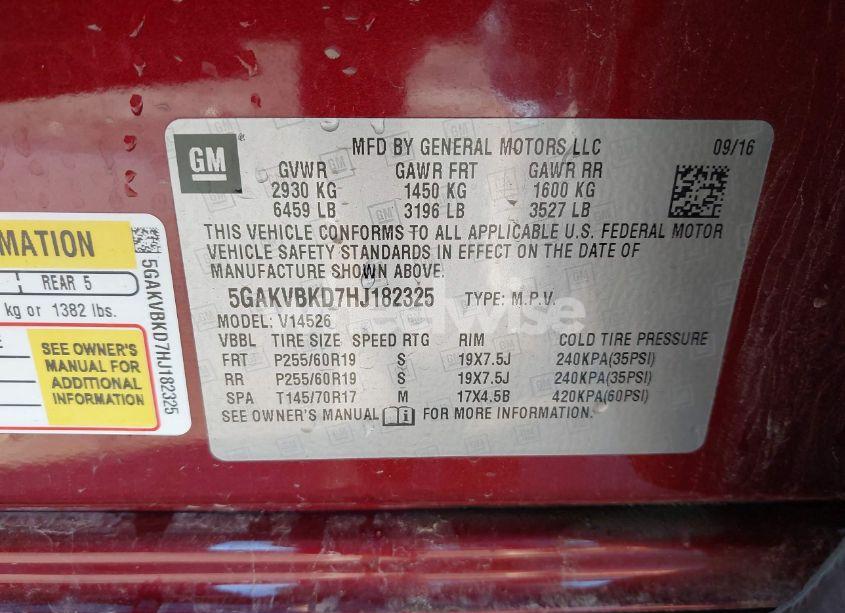 Photo 9 of 2017 Buick Enclave LEATHER (VIN 5GAKVBKD7HJ182325)