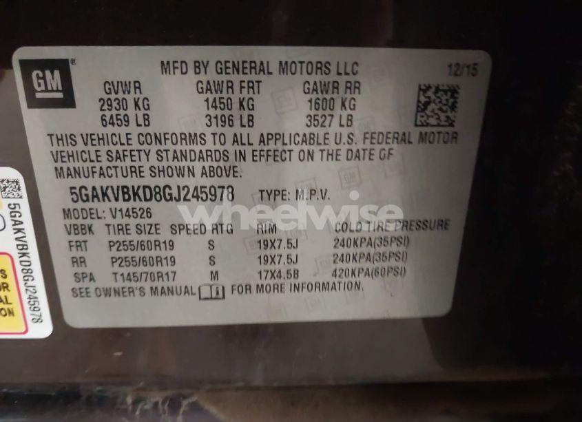 Photo 9 of 2016 Buick Enclave LEATHER (VIN 5GAKVBKD8GJ245978)