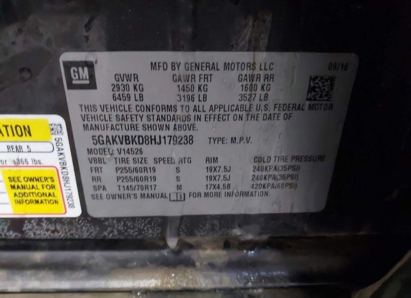 Photo 9 of 2017 Buick Enclave LEATHER (VIN 5GAKVBKD8HJ179238)