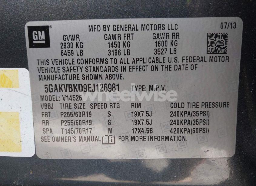 Photo 9 of 2014 Buick Enclave LEATHER (VIN 5GAKVBKD9EJ126981)