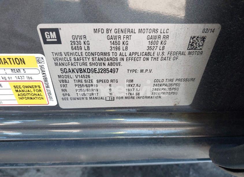 Photo 9 of 2014 Buick Enclave LEATHER (VIN 5GAKVBKD9EJ285497)