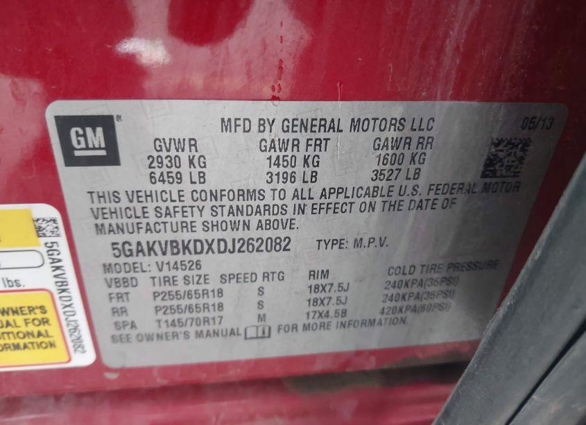 Photo 9 of 2013 Buick Enclave CONVENIENCE (VIN 5GAKVBKDXDJ262082)