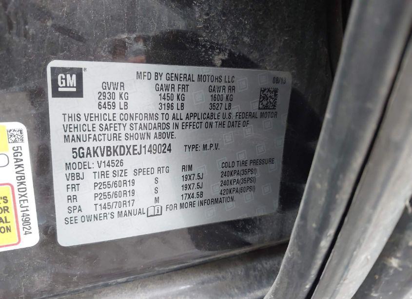 Photo 9 of 2014 Buick Enclave LEATHER (VIN 5GAKVBKDXEJ149024)