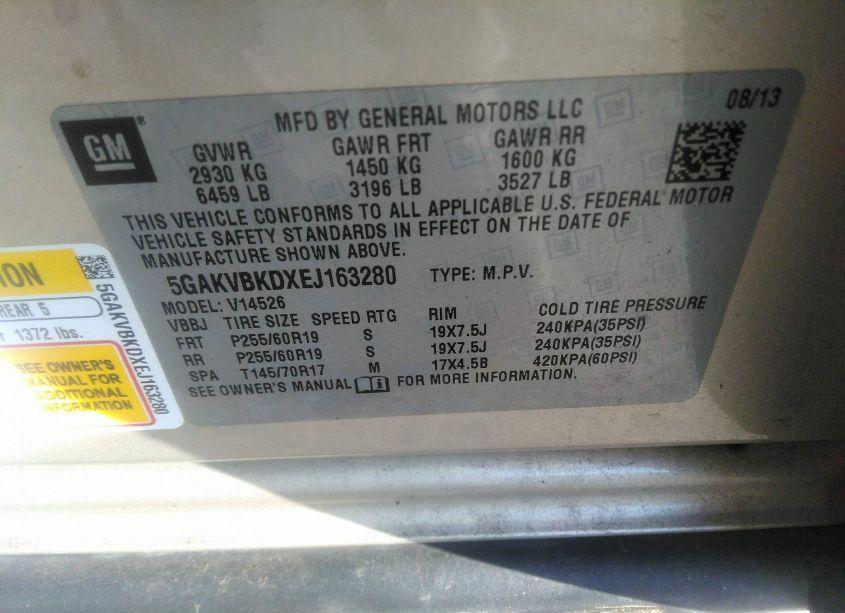 Photo 9 of 2014 Buick Enclave LEATHER (VIN 5GAKVBKDXEJ163280)