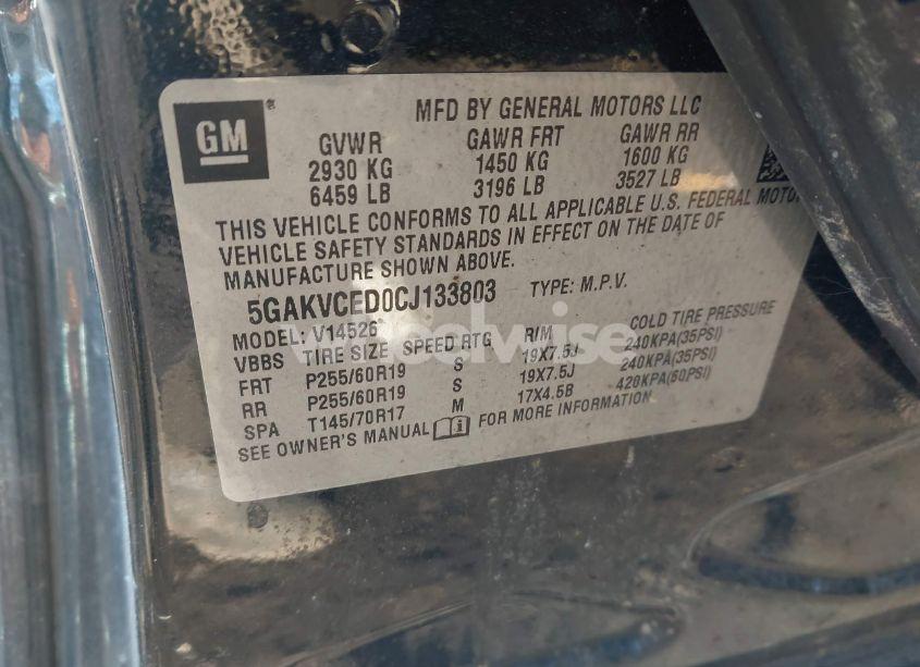 Photo 9 of 2012 Buick Enclave LEATHER (VIN 5GAKVCED0CJ133803)