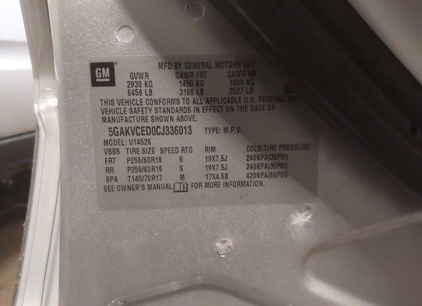 Photo 9 of 2012 Buick Enclave LEATHER (VIN 5GAKVCED0CJ336013)