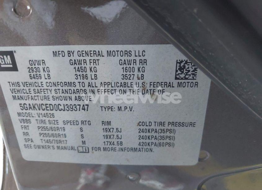 Photo 9 of 2012 Buick Enclave LEATHER (VIN 5GAKVCED0CJ393747)