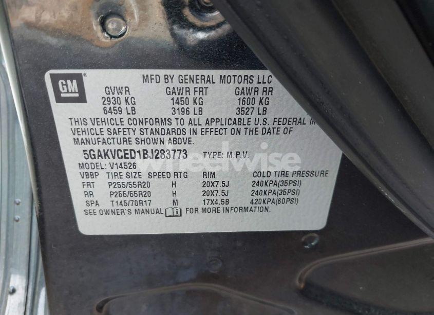 Photo 9 of 2011 Buick Enclave 2XL (VIN 5GAKVCED1BJ283773)