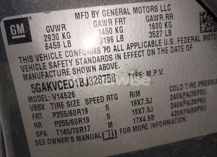 Photo 9 of 2011 Buick Enclave 2XL (VIN 5GAKVCED1BJ328758)