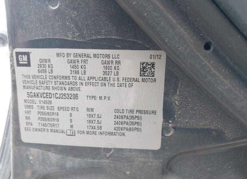 Photo 9 of 2012 Buick Enclave LEATHER (VIN 5GAKVCED1CJ253206)