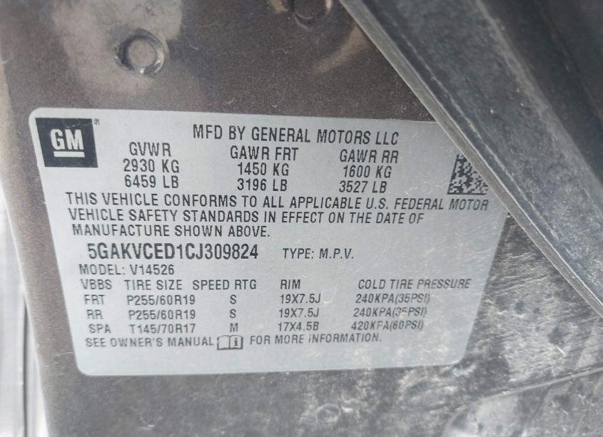 Photo 9 of 2012 Buick Enclave LEATHER (VIN 5GAKVCED1CJ309824)