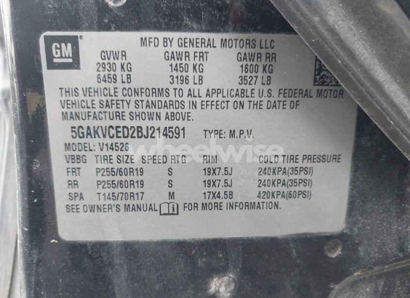 Photo 9 of 2011 Buick Enclave 2XL (VIN 5GAKVCED2BJ214591)