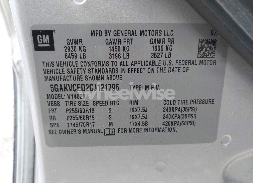 Photo 9 of 2012 Buick Enclave LEATHER (VIN 5GAKVCED2CJ121796)