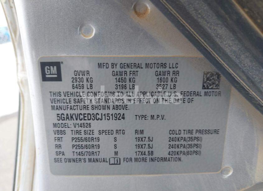 Photo 9 of 2012 Buick Enclave LEATHER (VIN 5GAKVCED3CJ151924)