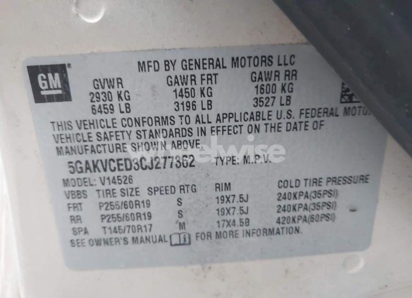 Photo 9 of 2012 Buick Enclave (VIN 5GAKVCED3CJ277362)