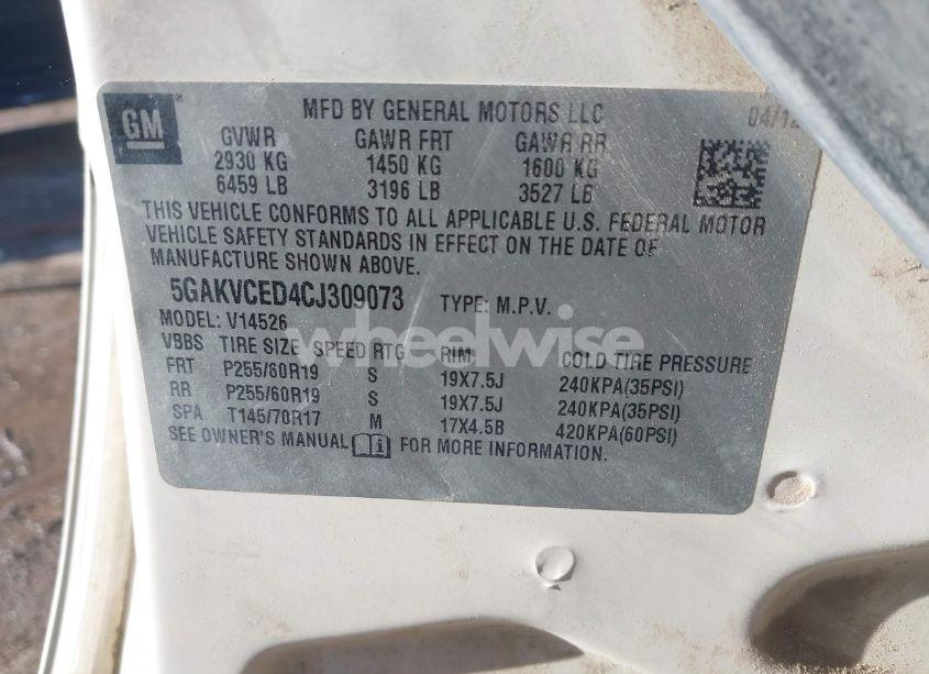 Photo 9 of 2012 Buick Enclave LEATHER (VIN 5GAKVCED4CJ309073)