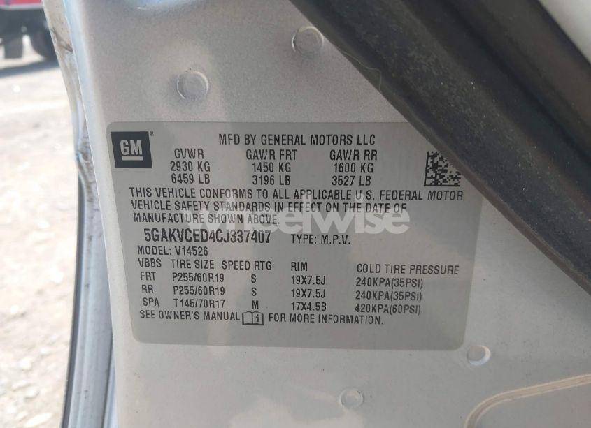 Photo 9 of 2012 Buick Enclave LEATHER (VIN 5GAKVCED4CJ337407)