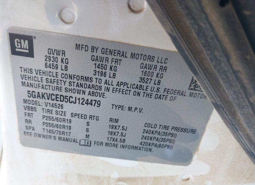 Photo 9 of 2012 Buick Enclave LEATHER (VIN 5GAKVCED5CJ124479)