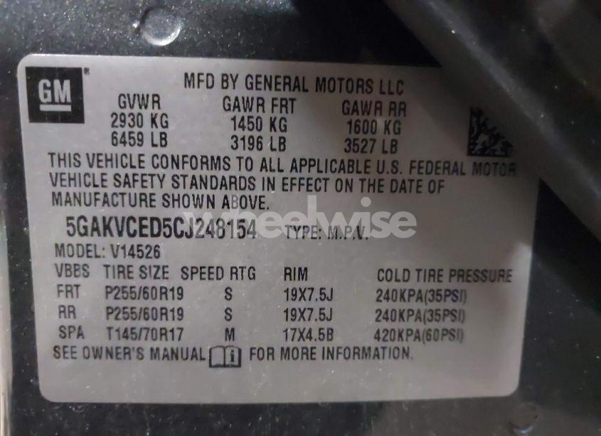 Photo 9 of 2012 Buick Enclave LEATHER (VIN 5GAKVCED5CJ248154)