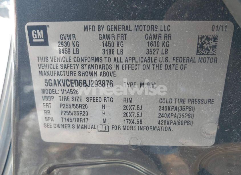 Photo 9 of 2011 Buick Enclave 2XL (VIN 5GAKVCED6BJ293876)