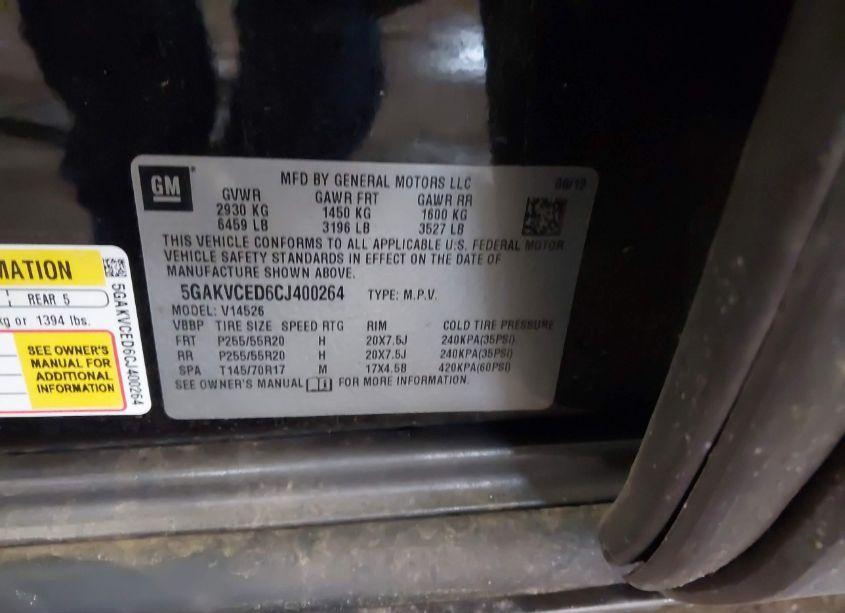 Photo 9 of 2012 Buick Enclave LEATHER (VIN 5GAKVCED6CJ400264)