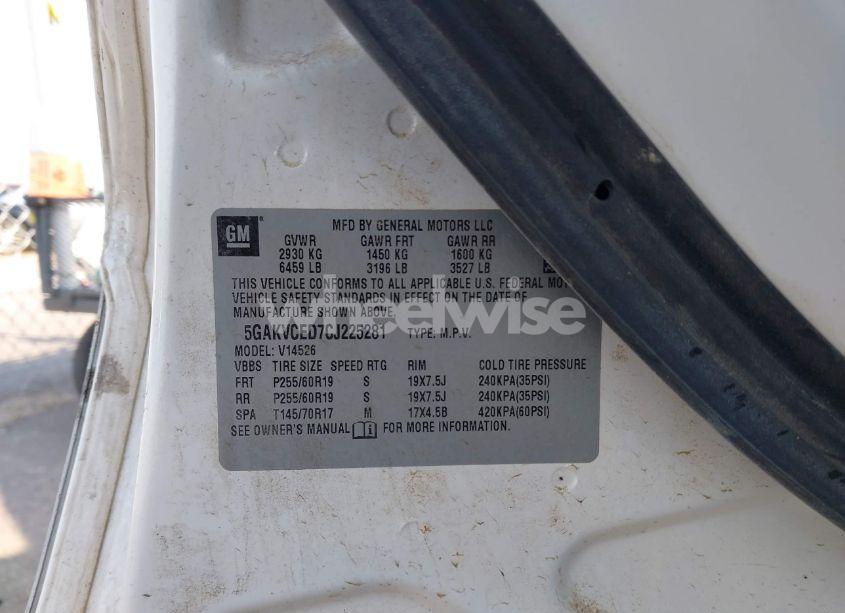 Photo 9 of 2012 Buick Enclave LEATHER (VIN 5GAKVCED7CJ225281)