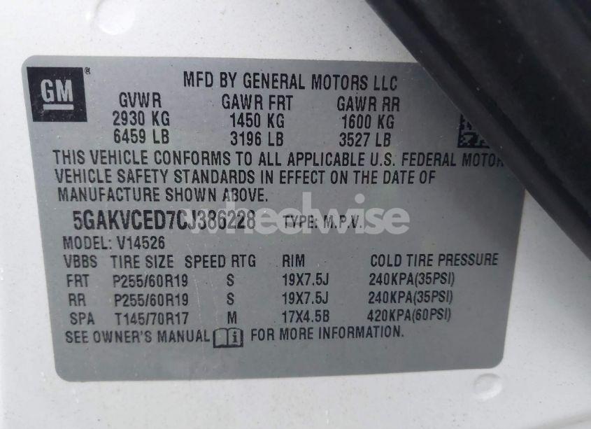 Photo 9 of 2012 Buick Enclave LEATHER (VIN 5GAKVCED7CJ386228)