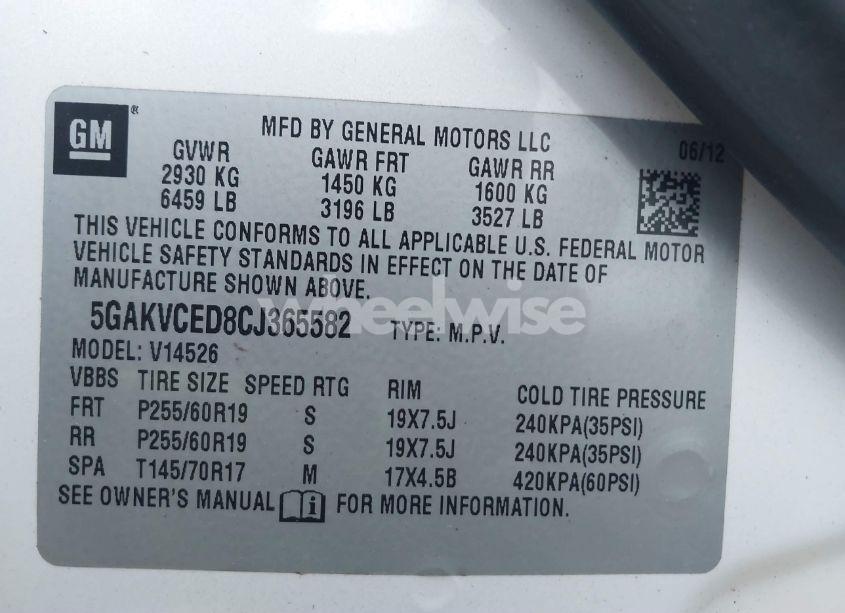 Photo 9 of 2012 Buick Enclave LEATHER (VIN 5GAKVCED8CJ365582)