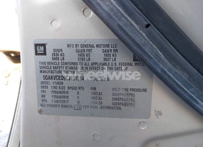 Photo 9 of 2012 Buick Enclave LEATHER (VIN 5GAKVCED9CJ101514)