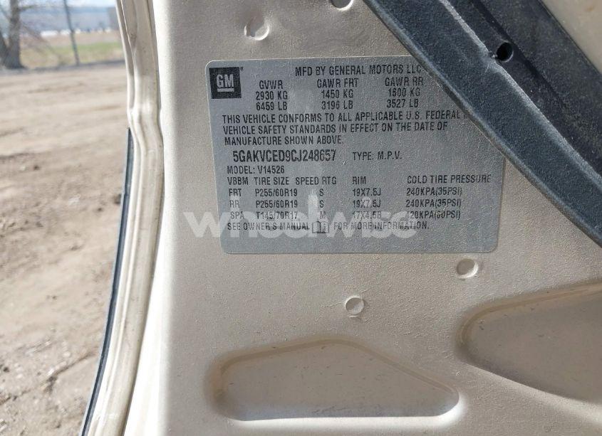 Photo 9 of 2012 Buick Enclave LEATHER (VIN 5GAKVCED9CJ248657)